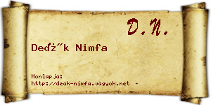 Deák Nimfa névjegykártya